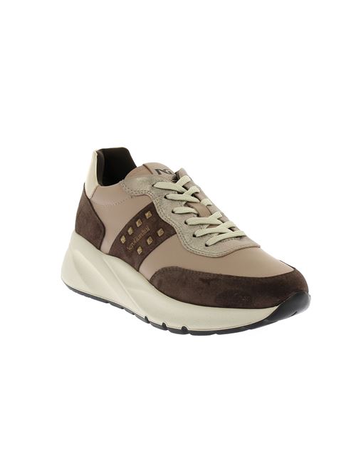 sneakers da donna in pelle beige e camoscio marrone NERO GIARDINI | I411523D305